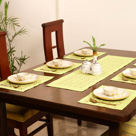 Yellow - Barmer Applique Cutwork Dining Table Runner with Mat Set 21