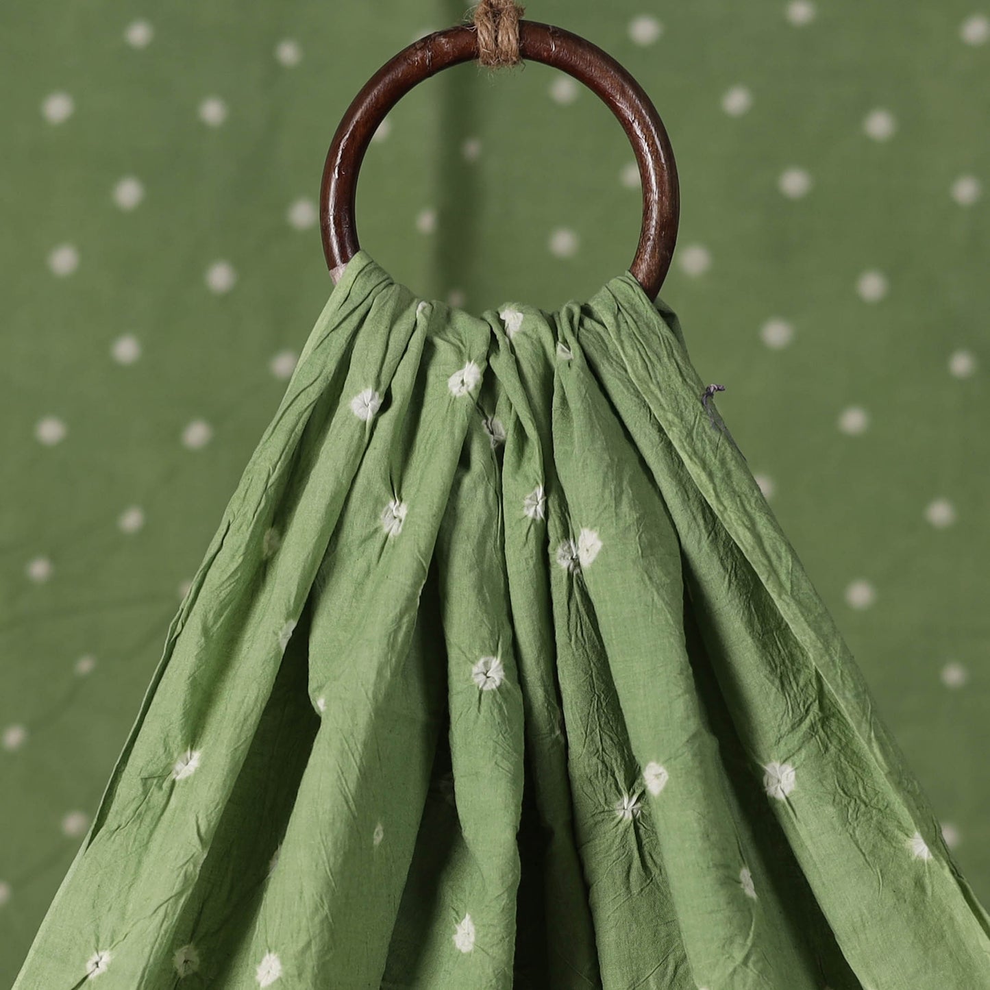 Green - Kutch Bandhani Tie-Dye Pure Mul Cotton Fabric 16