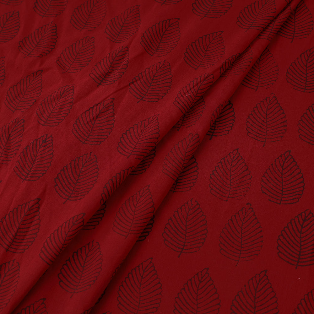 Red - Bagh Hand Block Printed Mul Cotton Fabric 03