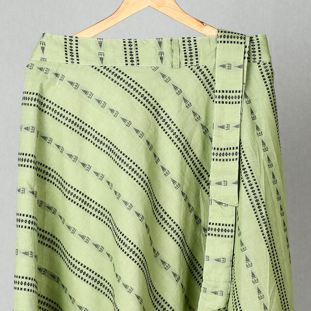 Green - Jacquard Cotton Wrap Around Skirt 25