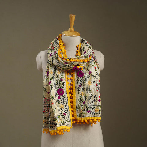 Buy Chanderi Silk Hand Embroidered Stole