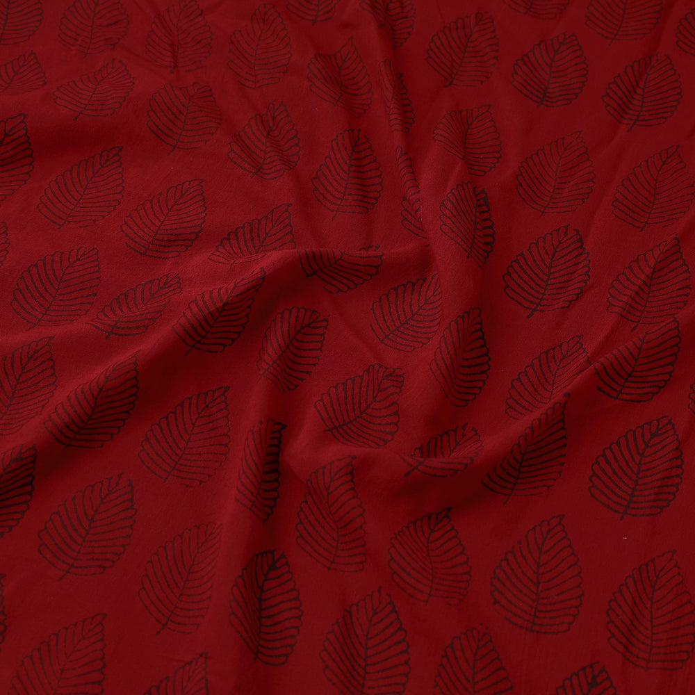 Red - Bagh Hand Block Printed Mul Cotton Fabric 03