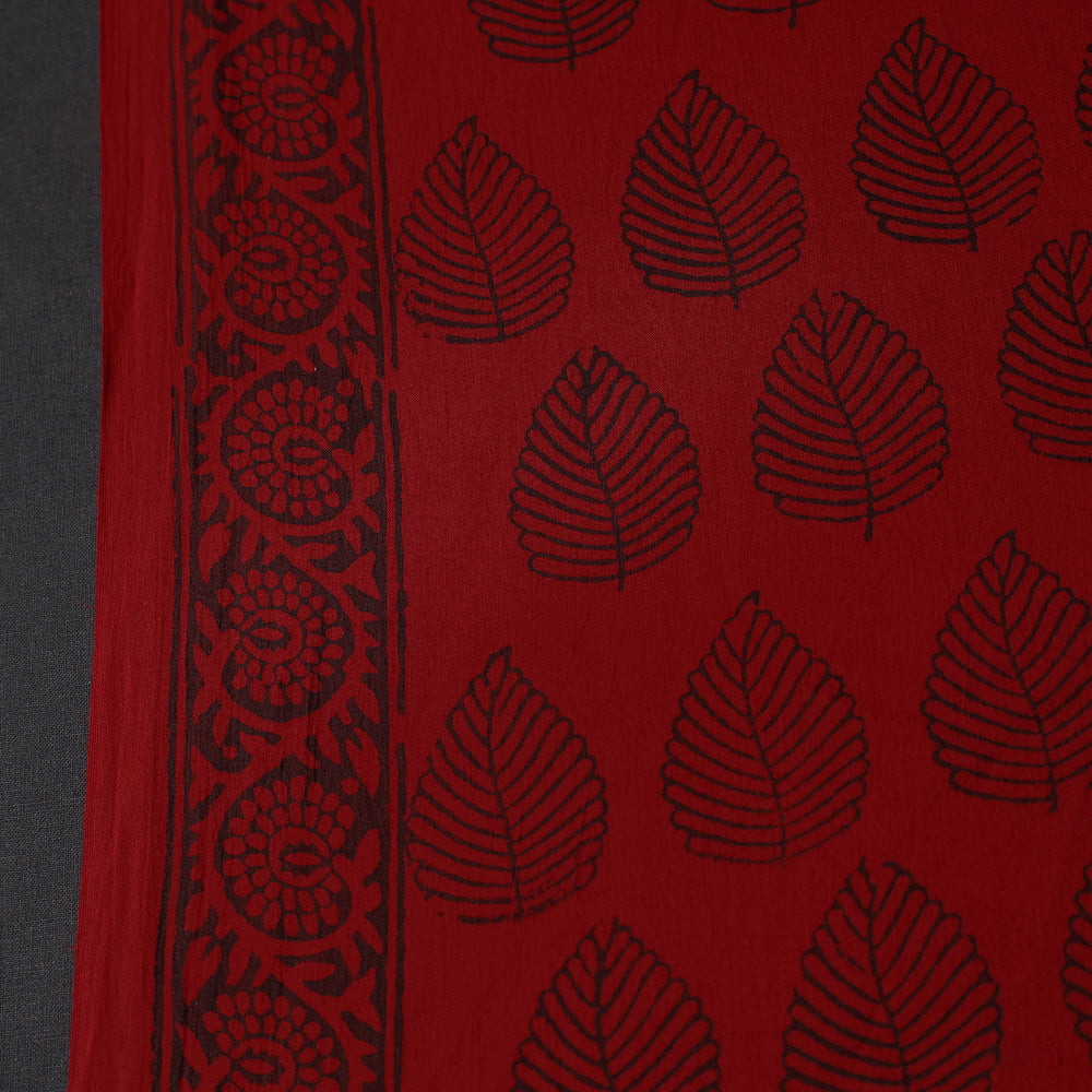 Red - Bagh Hand Block Printed Mul Cotton Fabric 03