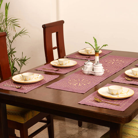 Barmer Applique Cutwork Dining Table Runner with Mat Set 22