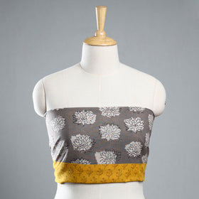 Grey - bindaas printed cotton blouse piece 97 - handcrafted