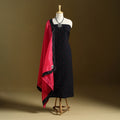 Black 2pc Jacquard Cotton Kurta with Chanderi Dupatta