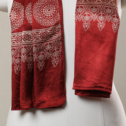 Red - Ajrakh Printed Mashru Silk Stole 09