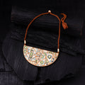 WHE Green Handmade Repurposed Floral Fabric & Wood Maze Necklace 21