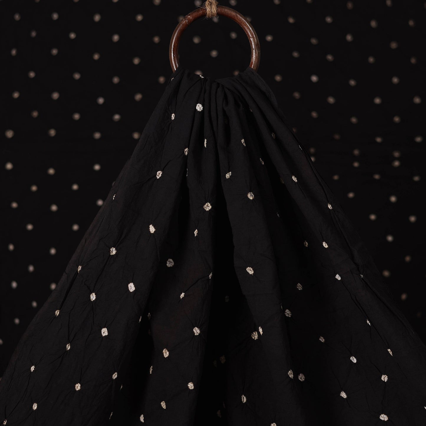 Black - Kutch Bandhani Tie-Dye Pure Mul Cotton Fabric 12