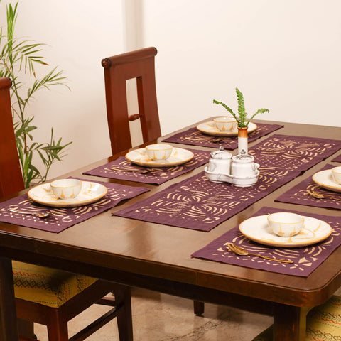 Barmer Applique Cutwork Dining Table Runner with Mat Set 23