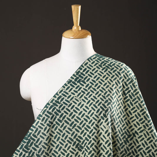Green - Pipad Block Printed Cotton Fabric