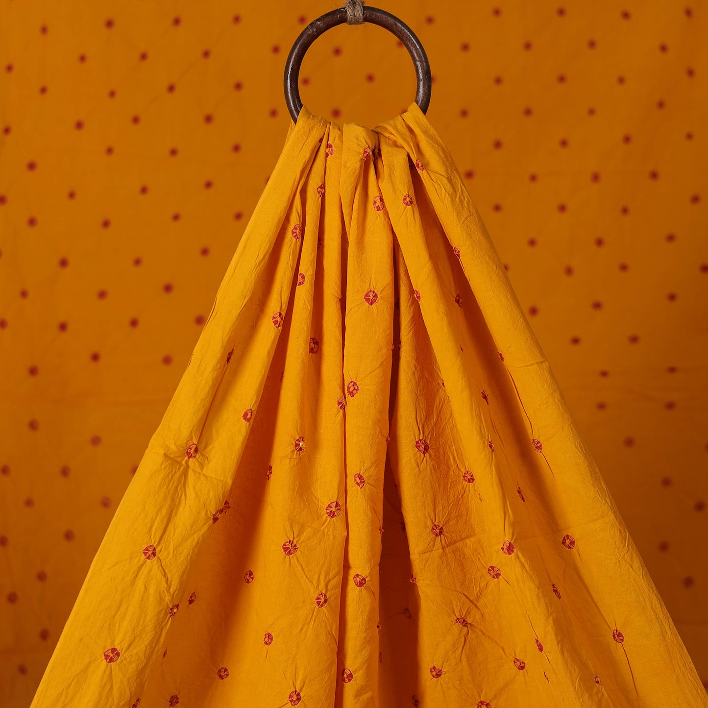 Yellow - Kutch Bandhani Tie-Dye Pure Mul Cotton Fabric 11
