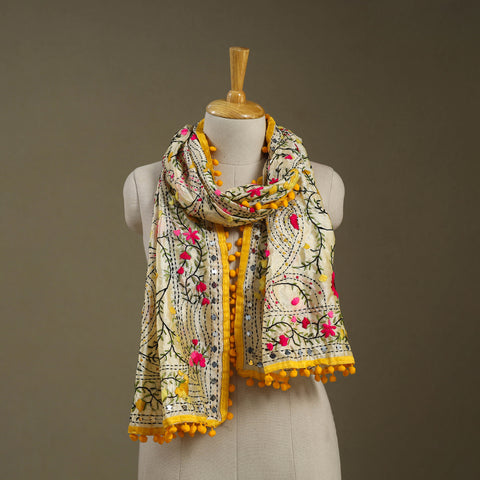  Chanderi Silk Hand Embroidered Stole