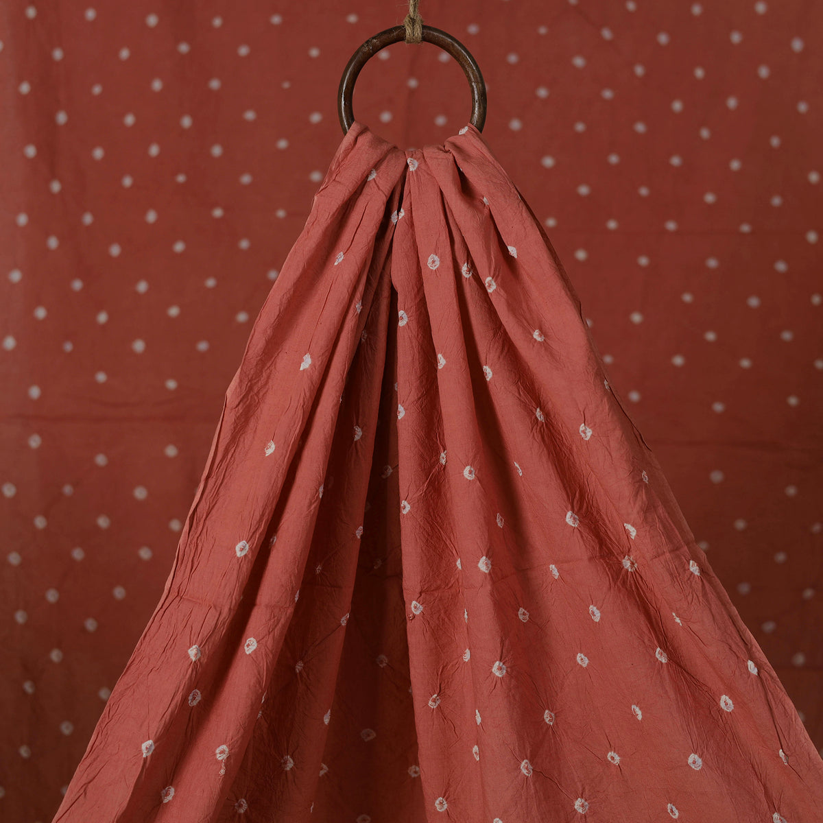 Peach - Kutch Bandhani Tie-Dye Pure Mul Cotton Fabric 10
