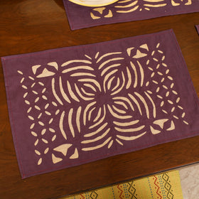Brown - Barmer Applique Cutwork Dining Table Runner with Mat Set 23