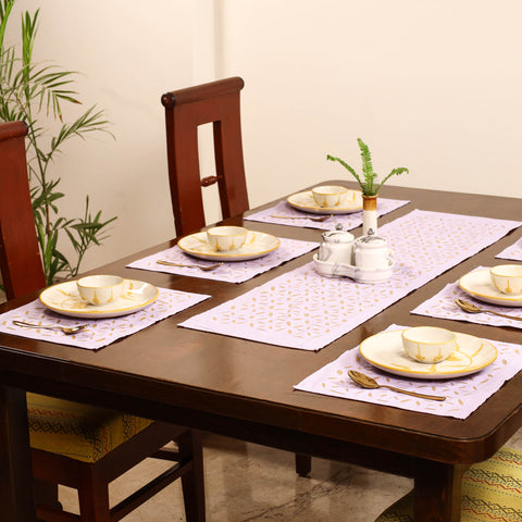 Barmer Applique Cutwork Dining Table Runner with Mat Set 24