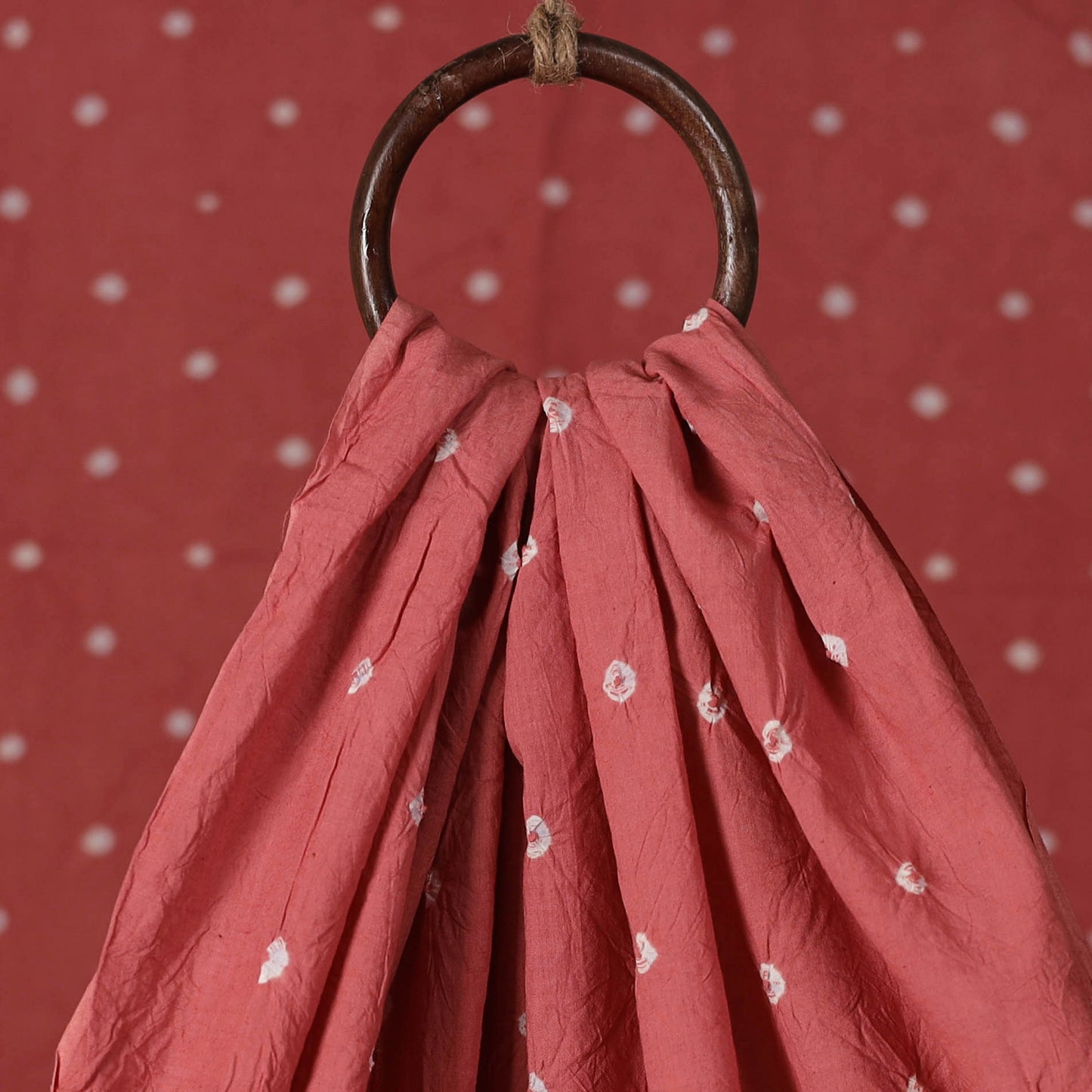 Peach - Kutch Bandhani Tie-Dye Pure Mul Cotton Fabric 10