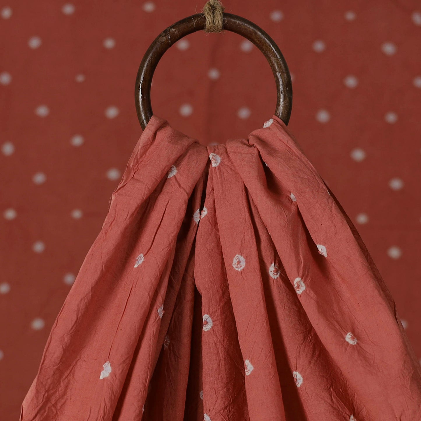 Peach - Kutch Bandhani Tie-Dye Pure Mul Cotton Fabric 10