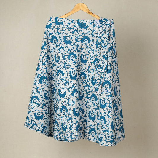 Blue - Hand Batik Printed Wrap Around Skirt for Women 02