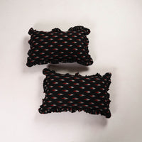 Black - Set of 2 Pochampally Ikat Cotton Frill Pillow Covers 32