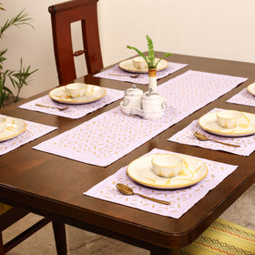 Purple - Barmer Applique Cutwork Dining Table Runner with Mat Set 24