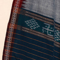 Grey - Sambalpuri Ikat Handloom Cotton Gamcha Towel With Tassels 05