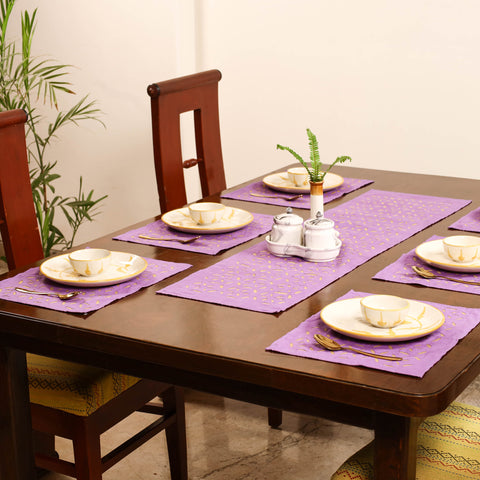 Barmer Applique Cutwork Dining Table Runner with Mat Set 25