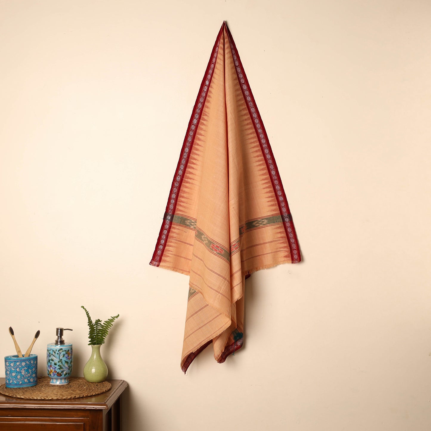 Peach - Sambalpuri Ikat Handloom Cotton Gamcha Towel 02