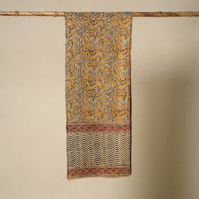 Yellow - pedana natural dyed cotton kalamkari stole 25