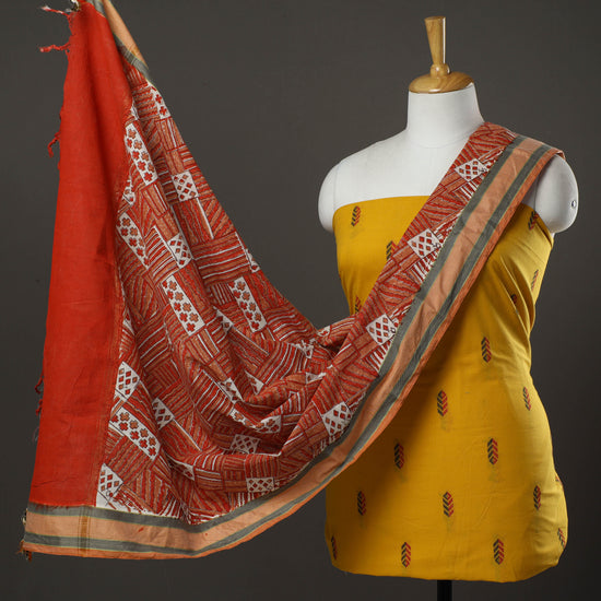 Yellow - 2pc Jacquard Prewashed Cotton Kurta with Jaipur Printed Dupatta 68