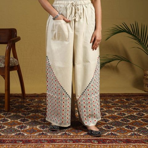 Buy Cotton Bengal Kantha Hand Embroidery Palazzo