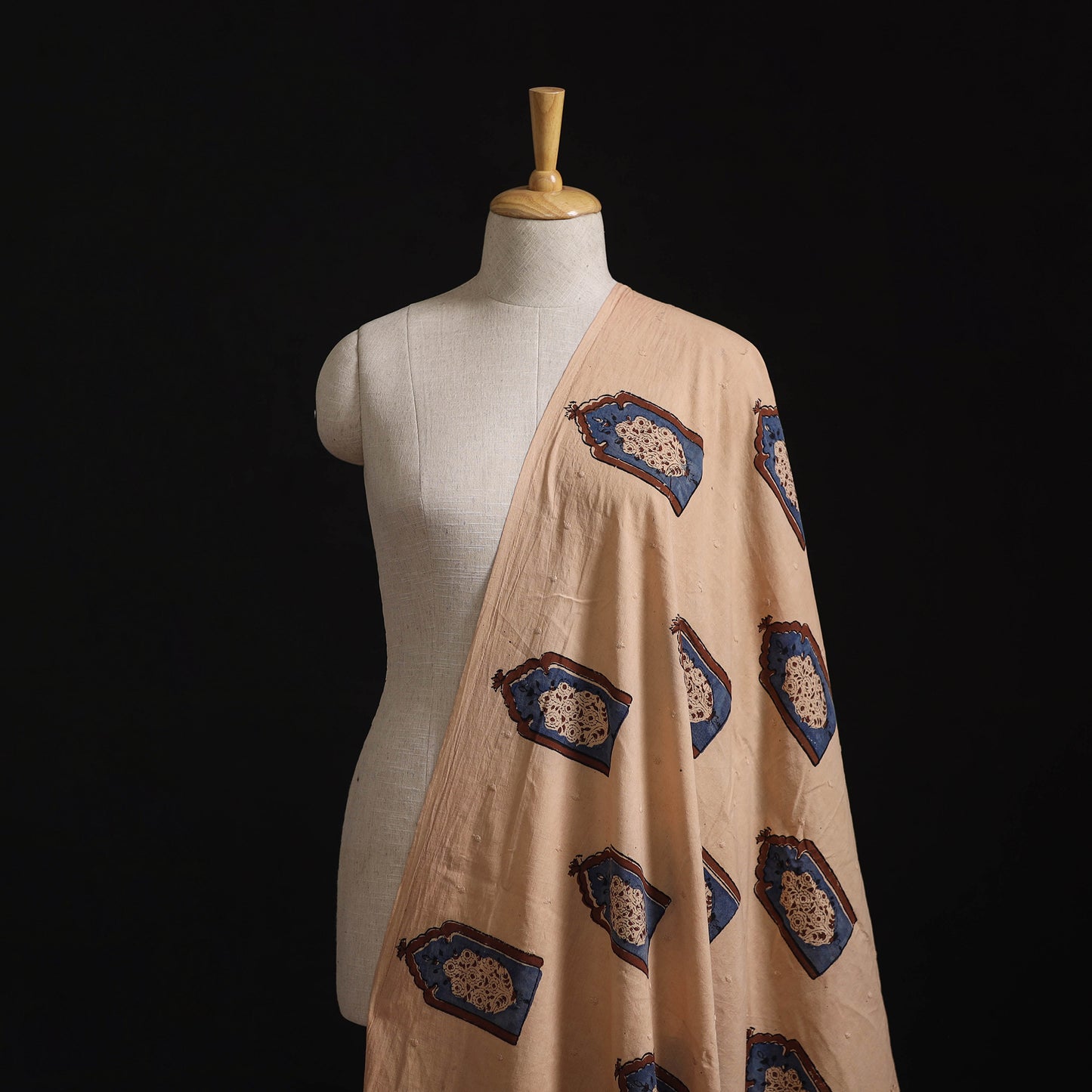 Natural Dyed Hand Block Print Ajrakh Cotton Hakoba Fabric 03