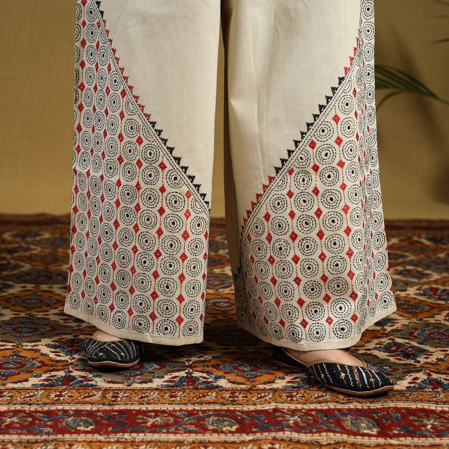 Buy Cotton Bengal Kantha Hand Embroidery Palazzo