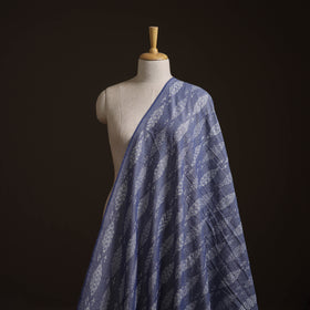 Blue - Exclusive! Pure Handspun Handwoven Pochampally Ikat Cotton x Wool Fabric 02