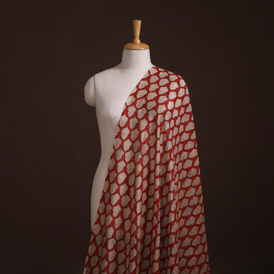 Bagru Hand Block Prints Pure Handloom Chanderi Silk Fabric 02