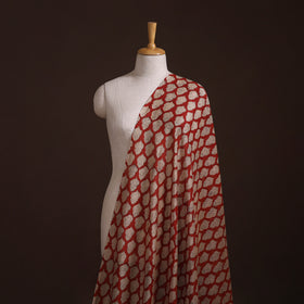 Bagru Hand Block Prints Pure Handloom Chanderi Silk Fabric 02