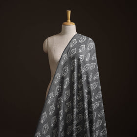 Grey - Exclusive! Pure Handspun Handwoven Pochampally Ikat Cotton x Wool Fabric 03