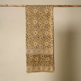 Yellow Pedana Block Print Natural Dyed Cotton Kalamkari Stole