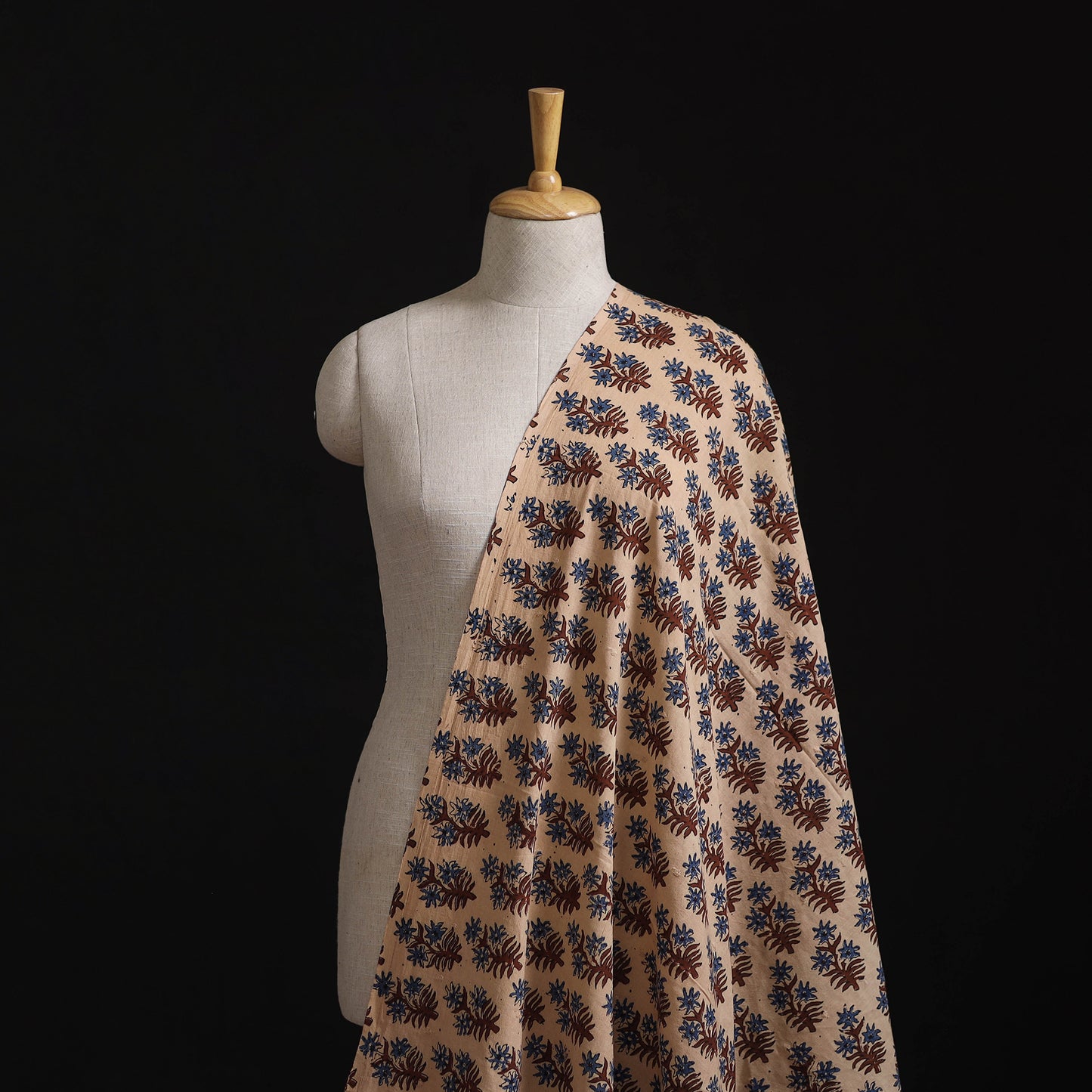 Natural Dyed Hand Block Print Ajrakh Cotton Hakoba Fabric 04
