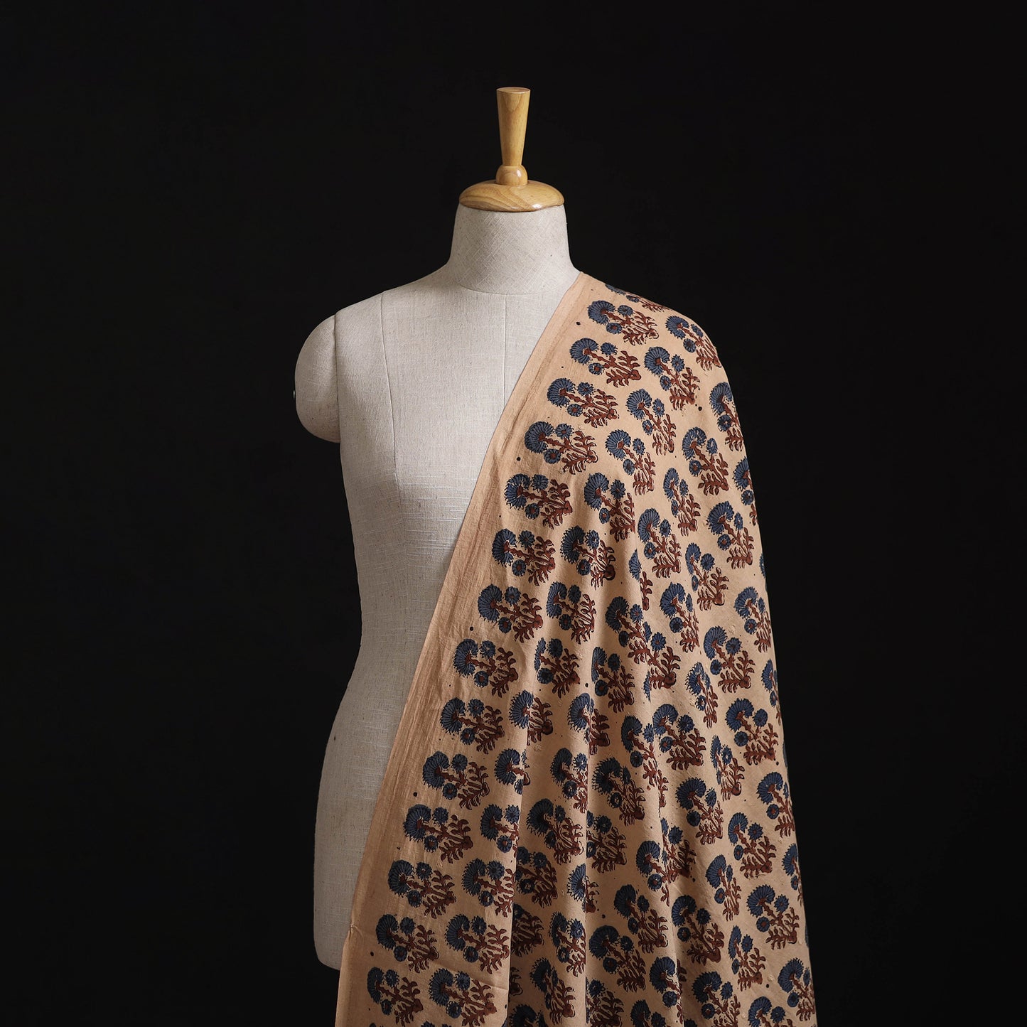 Natural Dyed Hand Block Print Ajrakh Cotton Hakoba Fabric 05
