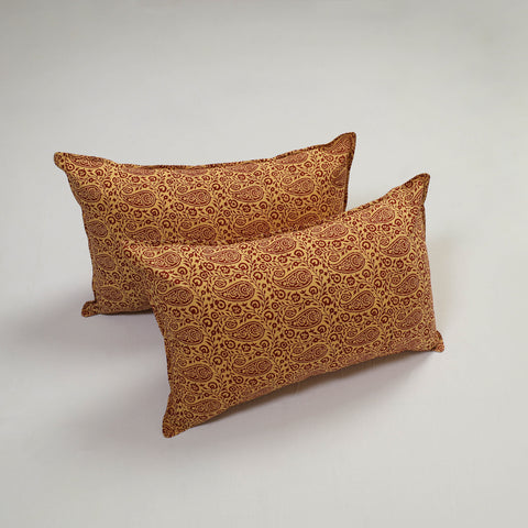 Yellow - set of 2 bagh cotton pillow covers 08 - handcrafted