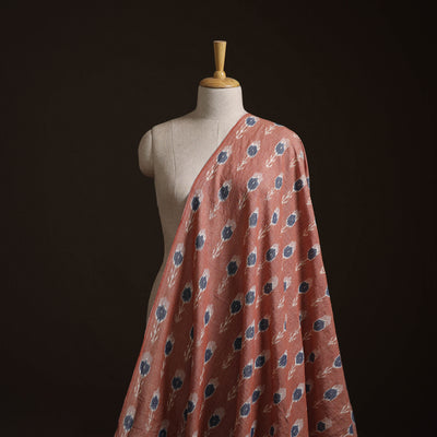 Peach - Exclusive! Pure Handspun Handwoven Pochampally Ikat Cotton x Wool Fabric 06