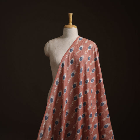 Peach - Exclusive! Pure Handspun Handwoven Pochampally Ikat Cotton x Wool Fabric 06