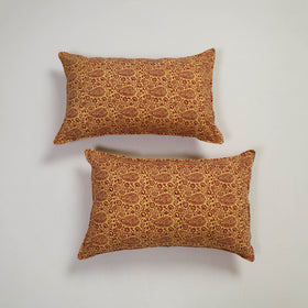 Yellow - set of 2 bagh cotton pillow covers 08 - handcrafted