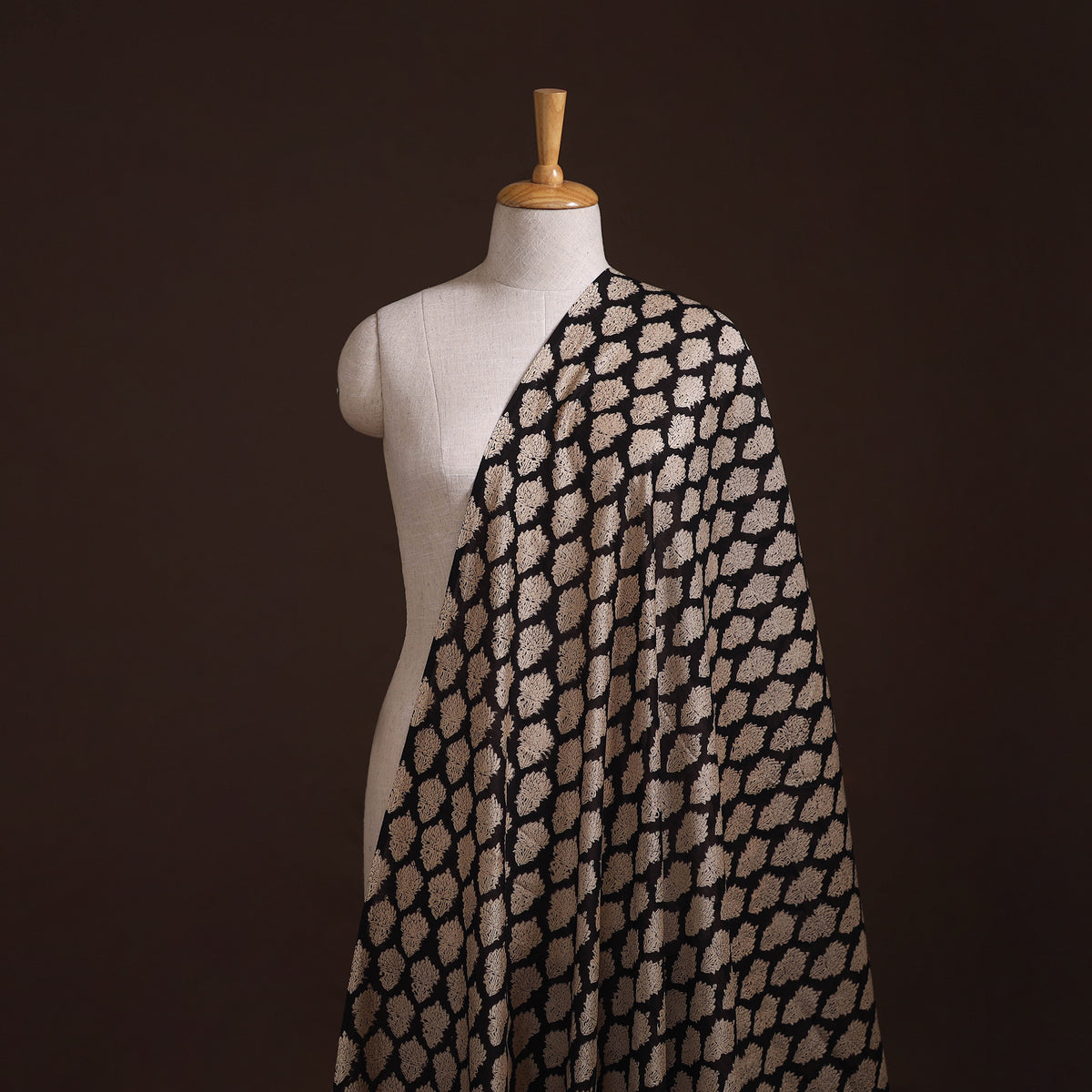 Bagru Hand Block Prints Pure Handloom Chanderi Silk Fabric 05