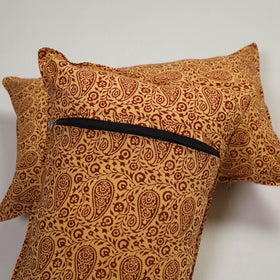 Yellow - set of 2 bagh cotton pillow covers 08 - handcrafted