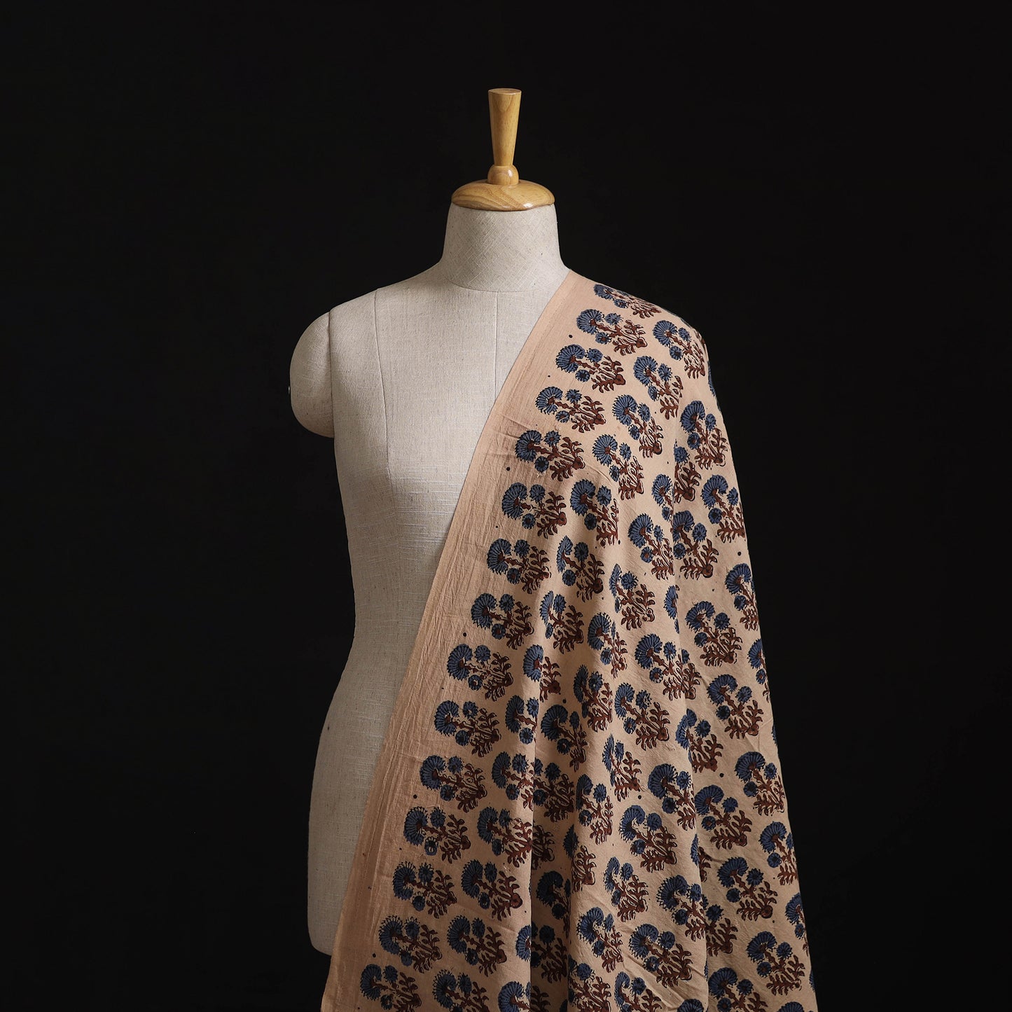 Natural Dyed Hand Block Print Ajrakh Cotton Hakoba Fabric 08