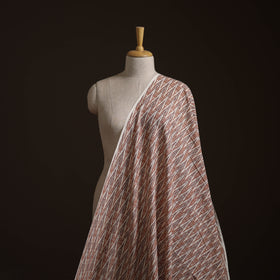 Brown - Exclusive! Pure Handspun Handwoven Pochampally Ikat Cotton x Wool Fabric 08
