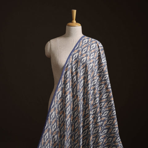 Blue - Exclusive! Pure Handspun Handwoven Pochampally Ikat Cotton x Wool Fabric 09
