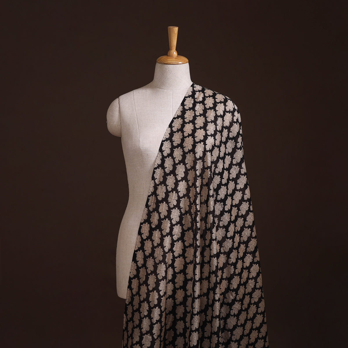 Bagru Hand Block Prints Pure Handloom Chanderi Silk Fabric 07
